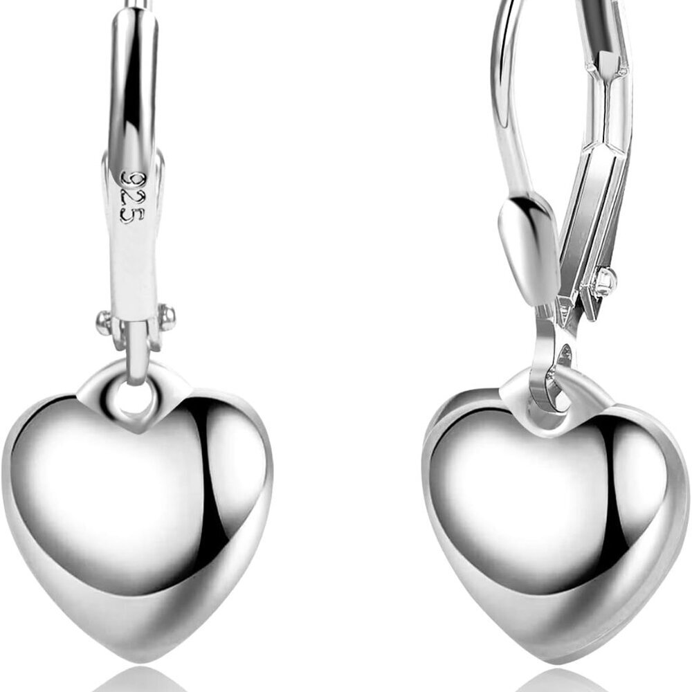 925 Sterling Silver Heart Dangle Earrings for Women Silver Dangle Leverback Earr